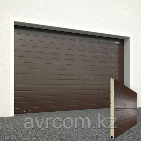 Ворота секционные RSD02, дизайн панели: доска, цвет: коричневый. Караганда - изображение 1