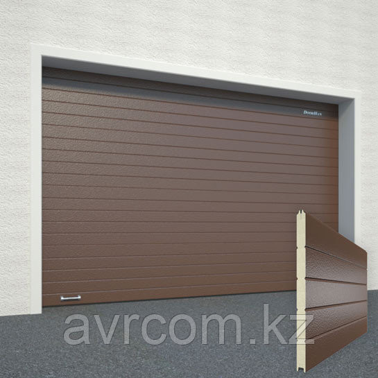 Ворота секционные RSD02, дизайн панели: горизонтальная полоса (гофра), цвет: коричневый. Караганда - изображение 1
