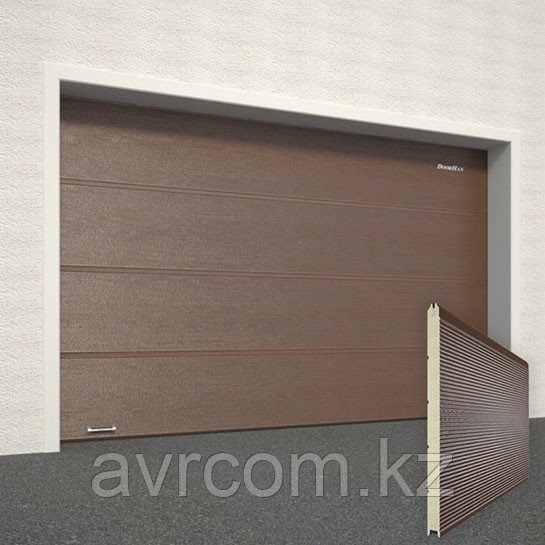 Ворота секционные RSD02, дизайн панели: волна, цвет: коричневый. Караганда - изображение 1