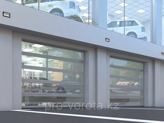 Промышленные секционные ворота с панорамным остеклением ISD02 Нур-Султан - изображение 1