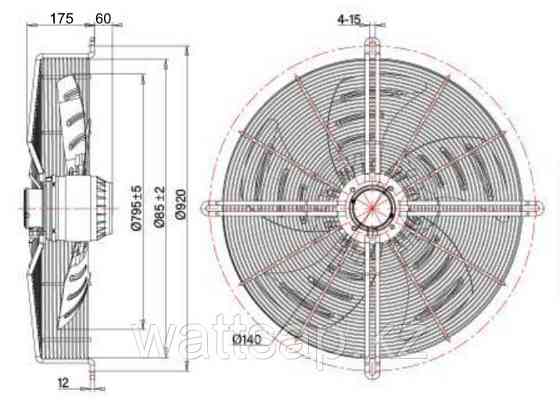 Вентилятор осевой MaEr Micro-motor YSWF127L80P6-800-7 3-F, 18000 м3/час Алматы