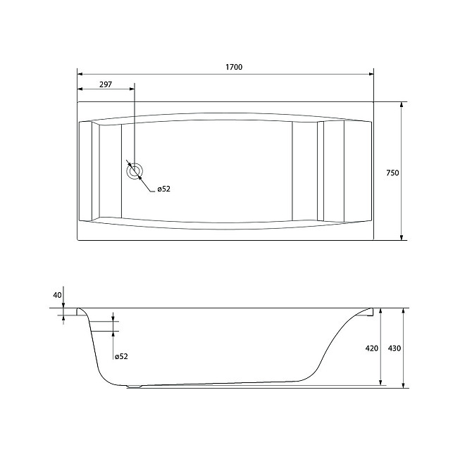 Ванна прямоугольная Cersanit VIRGO 170x75 белый (P-WP-VIRGO*170NL) Алматы - изображение 4