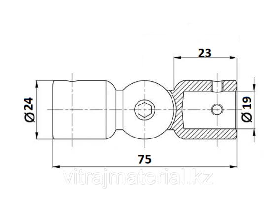 Соединитель труба-труба произвольный угол (90°-180°) d=19 | FGD-80CR | Хром Алматы