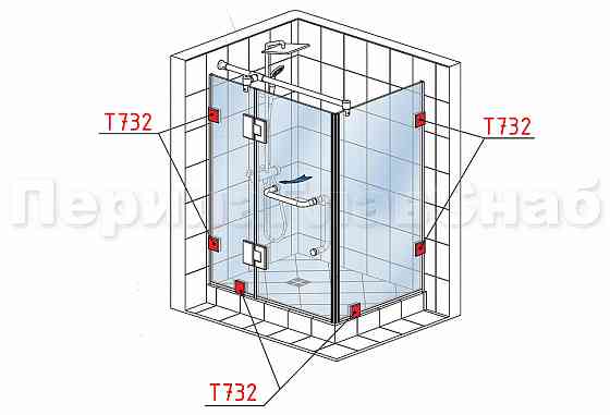 Коннектор для душевой кабины стена-стекло 90°, 45х45 Алматы