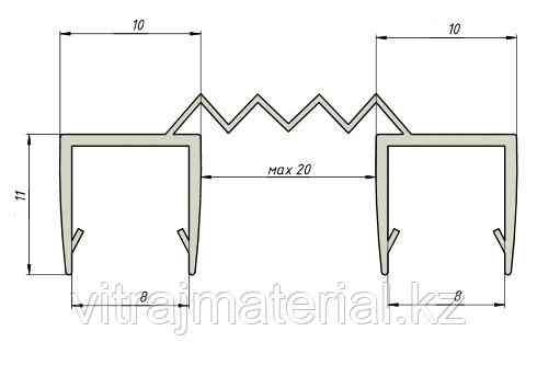 Профиль уплотнительный прозрачный белый гармошка | 2200мм.| 8мм.| FGD-114-006CL Алматы