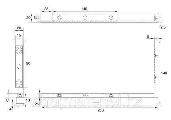 Стабилизационная штанга (угловой стабилизатор) стена-стекло 90˚. Правый | FGD-388 (R) BR/Black | Чер Алматы