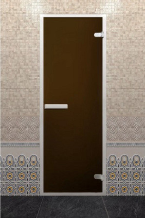 Дверь 8x20 матовая для турецкой бани (Короб: Алюминий, Размер: 79x199 см, Cтекло - матовое, C порого Алматы - изображение 2