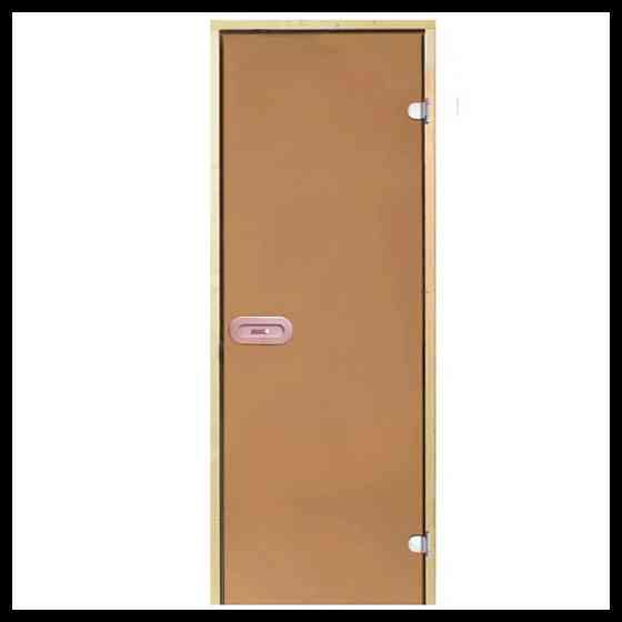 Дверь Harvia STG 8х21 для финской сауны (размер = 80х210 см, короб - сосна, стекло - бронза, ручка - Алматы