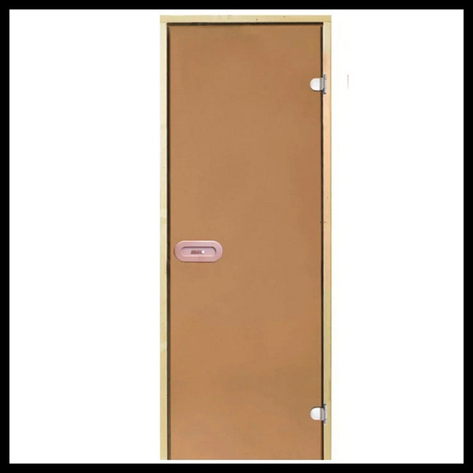 Дверь Harvia STG 8х19 для финской сауны (размер = 80х190 см, короб - сосна, стекло - бронза, ручка - Алматы - изображение 1
