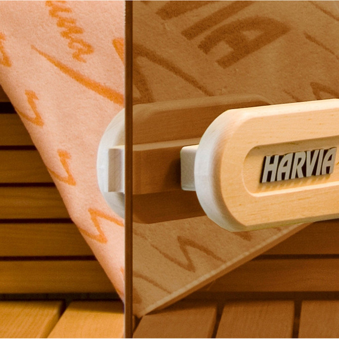 Дверь Harvia STG 7х19 для финской сауны (размер = 70х190 см, короб - сосна, стекло - бронза, ручка - Алматы - изображение 3