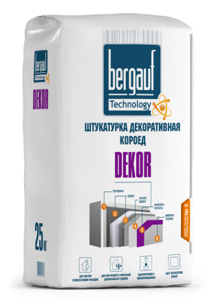 DECOR, Штукатурка декоративная "короед", Белый, 25 кг, Bergauf Алматы