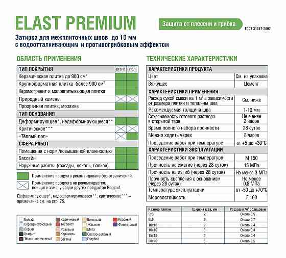 Затирка для межплиточных швов до 10мм ELAST PREMIUM Bergauf 2 кг Алматы