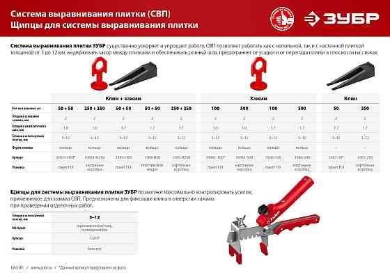 ЗУБР СВП 1,7 мм зажим для системы выравнивания плитки, 500 шт Алматы