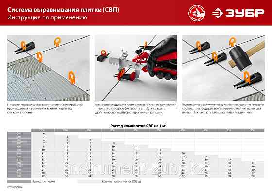 Система выравнивания плитки (СВП) комплект клин 50 шт, ЗУБР МАСТЕР Алматы