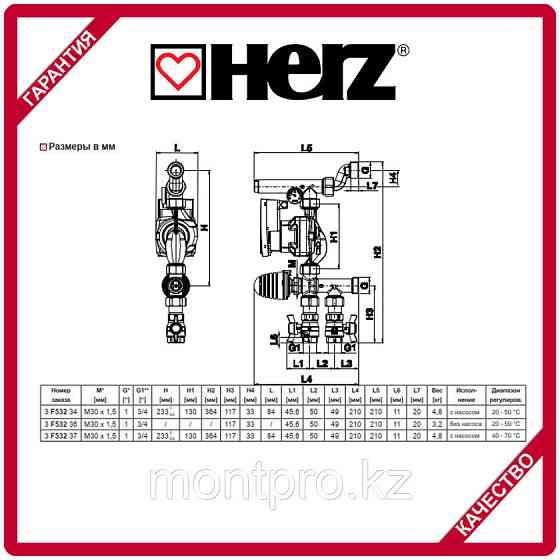 Насосно-смесительный узел без коллектора SIMPLE (HERZ Австрия) Алматы