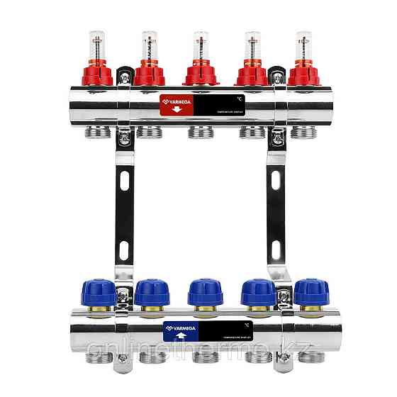 Коллекторные группы 1", 12 x 3/4"EK Varmega из латуни с расходомерами и регулирующими клапанами Алматы