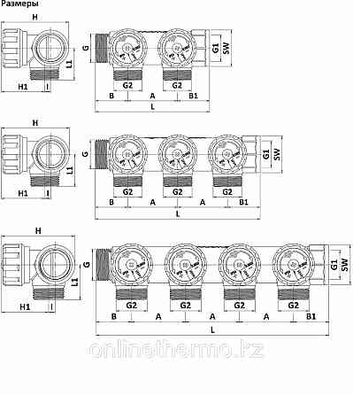 Коллекторы 1" х 1/2" - 2вых распределительные с регулировочными клапанами, серия VM146, хромированны Алматы
