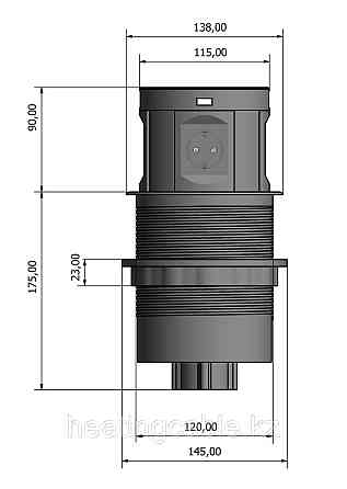Выдвижной настольный розеточный блок на 4 розетки 200B+ 2 USB + 2 RJ45+беспроводная. зарядка, черный Алматы