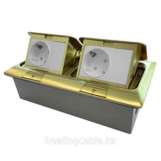 Напольный/настольный лючок на 2х3 модуля, металл, матовое золото Алматы