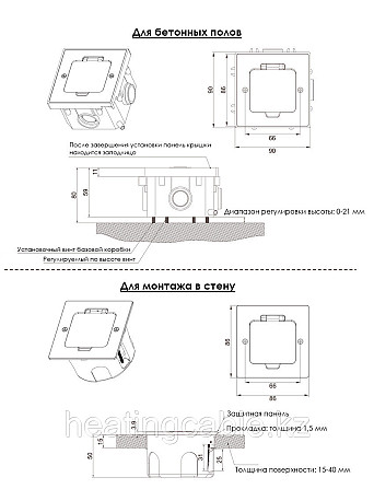 Напольный настенный лючок на 2 модуля, красная медь IP44, Алматы - изображение 4