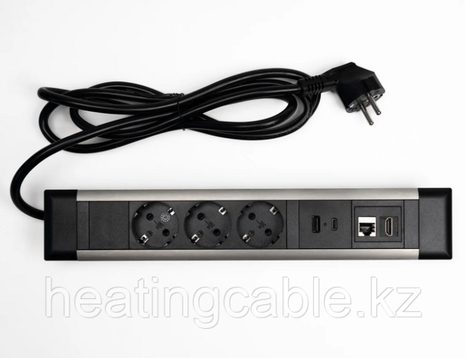 Shelbi Настольный блок, 3 розетки, 1 USB, 1 Type-C, RJ45, HDMI чёрный Алматы - изображение 2