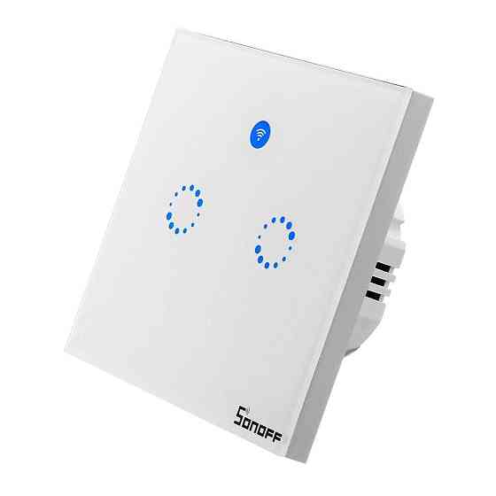 Сенсорный выключатель Wi-Fi+RF433 на 2 канала Sonoff T1 Алматы