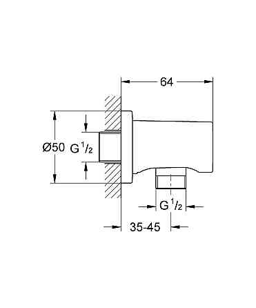 Grohe Подлючение душевого шланга Rainshower (внешняя резьба с круглой розеткой) 27057000 Алматы