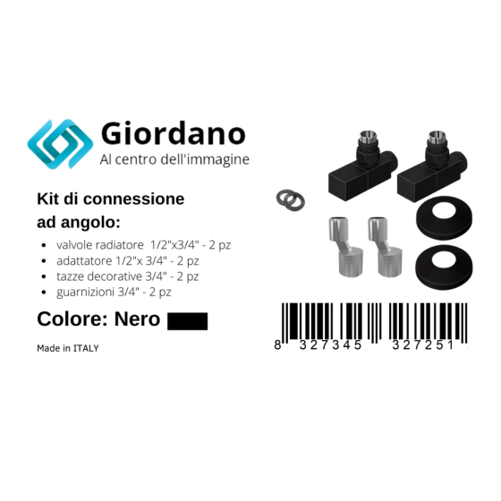 Краны Giordano LT38 1/2''x3/4'' Черный-Квадратный (Комплект) Алматы