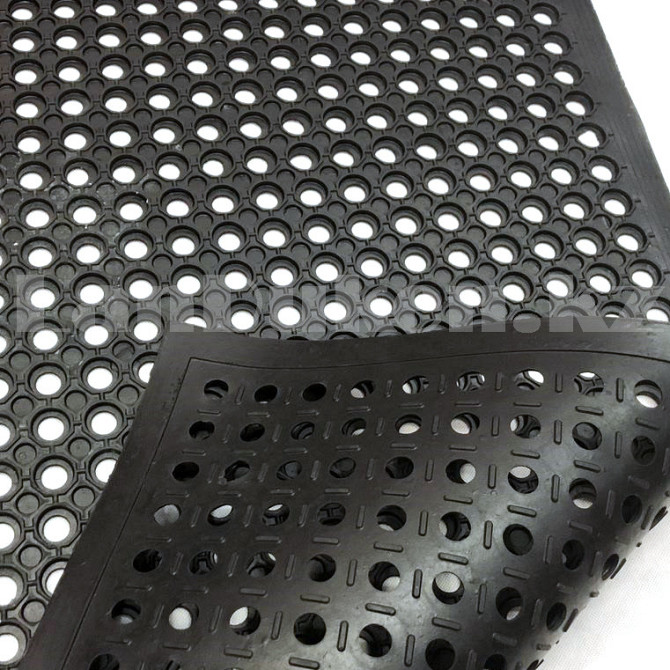 Грязезащитный придверный коврик резиновый ячеистый 80х50 см черный Алматы - изображение 3