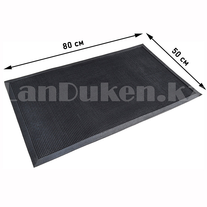 Грязезащитный придверный коврик резиновый с шипами 80х50 см черный Алматы - изображение 2
