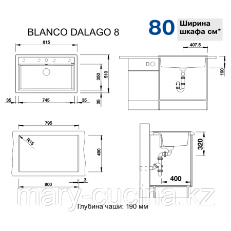 Кухонная мойка Blanco Dalago 8 - черный Астана