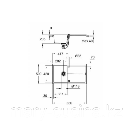 Кухонная мойка Grohe K400 Sink 50 -C 86/50 1.0 rev Астана