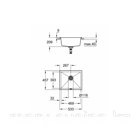 Кухонная мойка Grohe K700U Sink 60 -C 53,3/45,7 1.0 (на столешницу/под столешницу) Астана