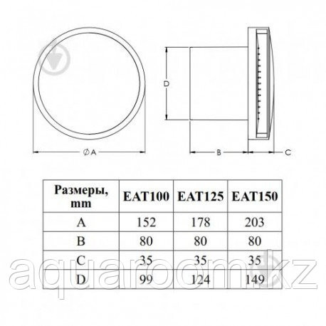 Вытяжной вентилятор Europlast, c крышкой EUROPLAST E-EXTRA EAT100 белый Астана - изображение 2