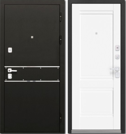 Двери входные LUXOR 2мм Букле черный классика царга ПП Вайт 960 Астана