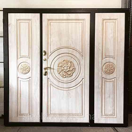 Дверь стальная двупольная с влагостойким МДФ и покрытием винорит с патиной Астана
