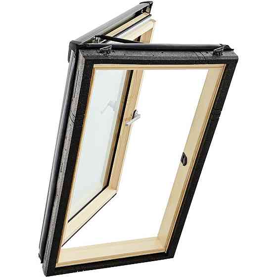 Окно-выход на крышу ROTO Designo R35 (однокамерный стеклопакет из дерева, с боковым открыванием, 90  Нур-Султан