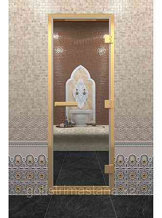 Дверь для хамам "В ЗОЛОТОМ ПРОФИЛЕ" 2000, Сатин, 700 Нур-Султан