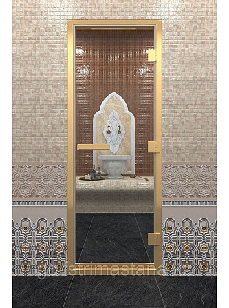 Дверь для хамам "В ЗОЛОТОМ ПРОФИЛЕ" 2000, Сатин, 700 Астана - изображение 1