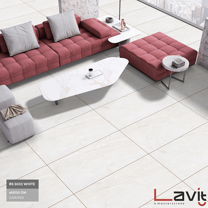 Керамогранит LAVIT TILE - RS 5002 White (рельеф), 600x1200 мм Астана - изображение 1