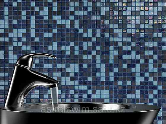 Стеклянная облицовочная мозаика модели Blue Lagoon Астана