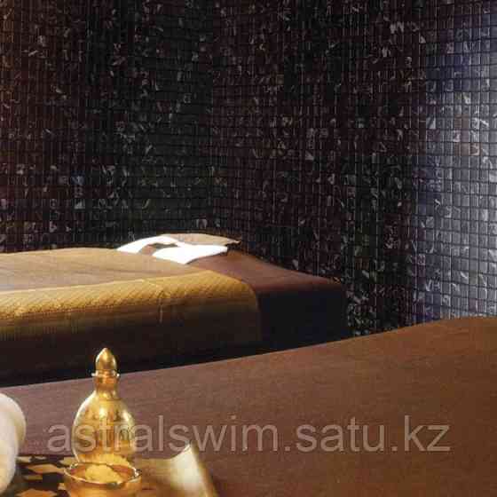 Стеклянная облицовочная мозаика модели Zen Black Marble Астана