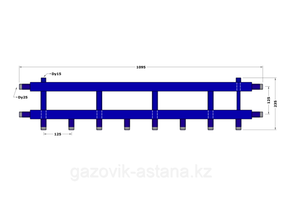 Двухтрубный коллектор DB25-U4+1.25.125 Астана