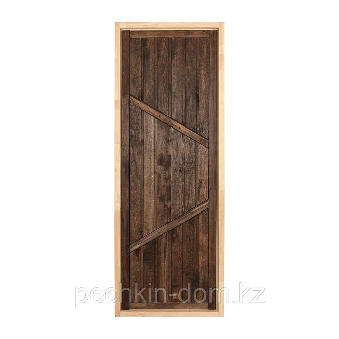 Дверь глухая "Банька", искусственно состарена, 1,9х0,7 м, липа Класс А, короб из сосны Караганда - изображение 2