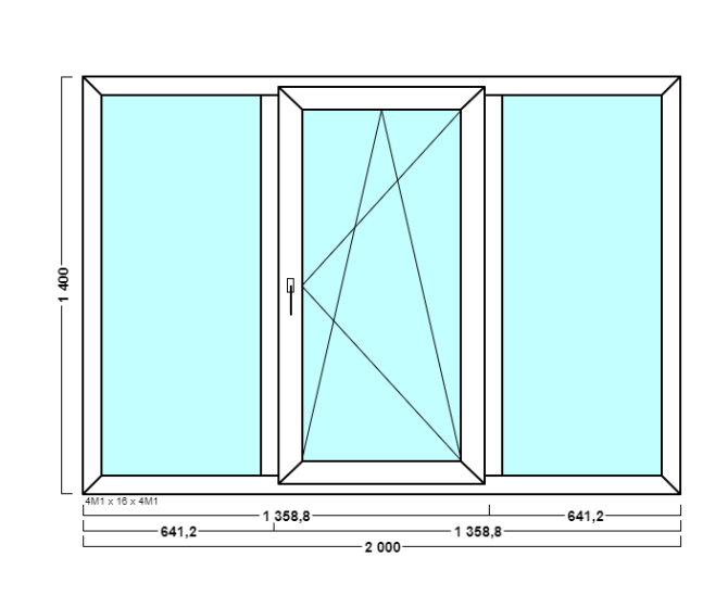 Пластиковое окно 2000*1400мм, трехкамерный профиль, тройной стеклопакет (двухкамерный) Костанай - изображение 1