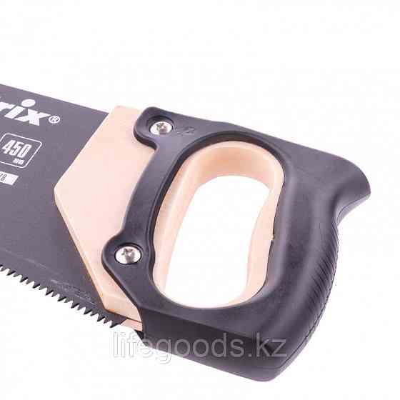 Ножовка по дереву, 450 мм, 7-8 TPI, зуб-3D, каленный зуб, тефлоновое покрытие, деревянная рукоятка M Алматы