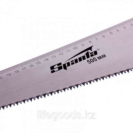 Ножовка по дереву, 500 мм, 5-6 TPI, каленый зуб, линейка, пластиковая рукоятка Sparta 232365 Алматы