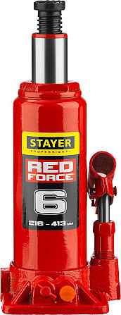 Домкрат бутылочный Stayer, 6 т., 216-413 мм, в кейсе, серия "Red force" (43160-6-K_z01) Алматы - изображение 3