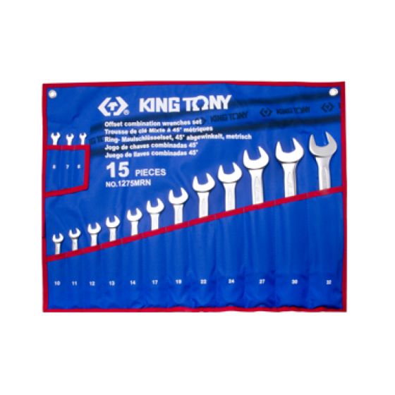 Набор комбинированных ключей, 6-32 мм, чехол из теторона, 15 предметов KING TONY 1215MRN02 Алматы