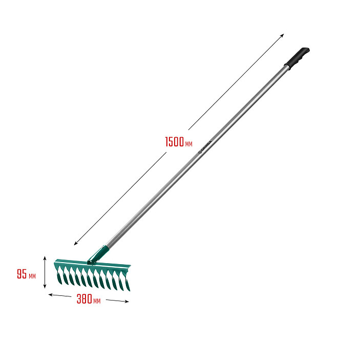 Грабли с алюминиевым черенком GRINDA, 12 витых зубцов, серия "PROLine" (39585) Алматы - изображение 1